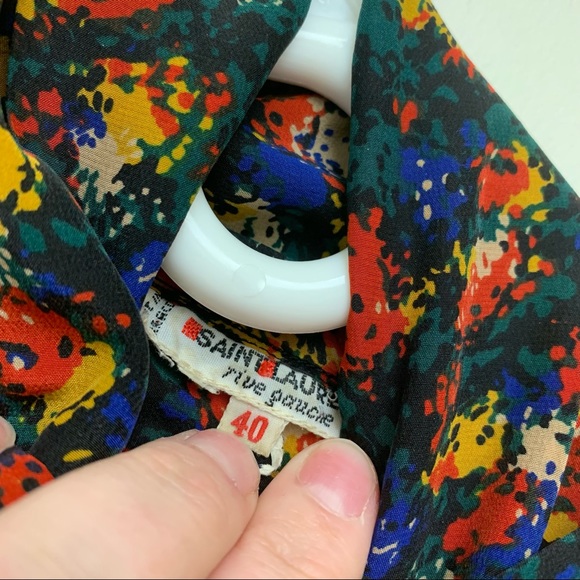 Vintage St Laurent Rive Gauche Print Silk Blouse - Picture 7 of 9